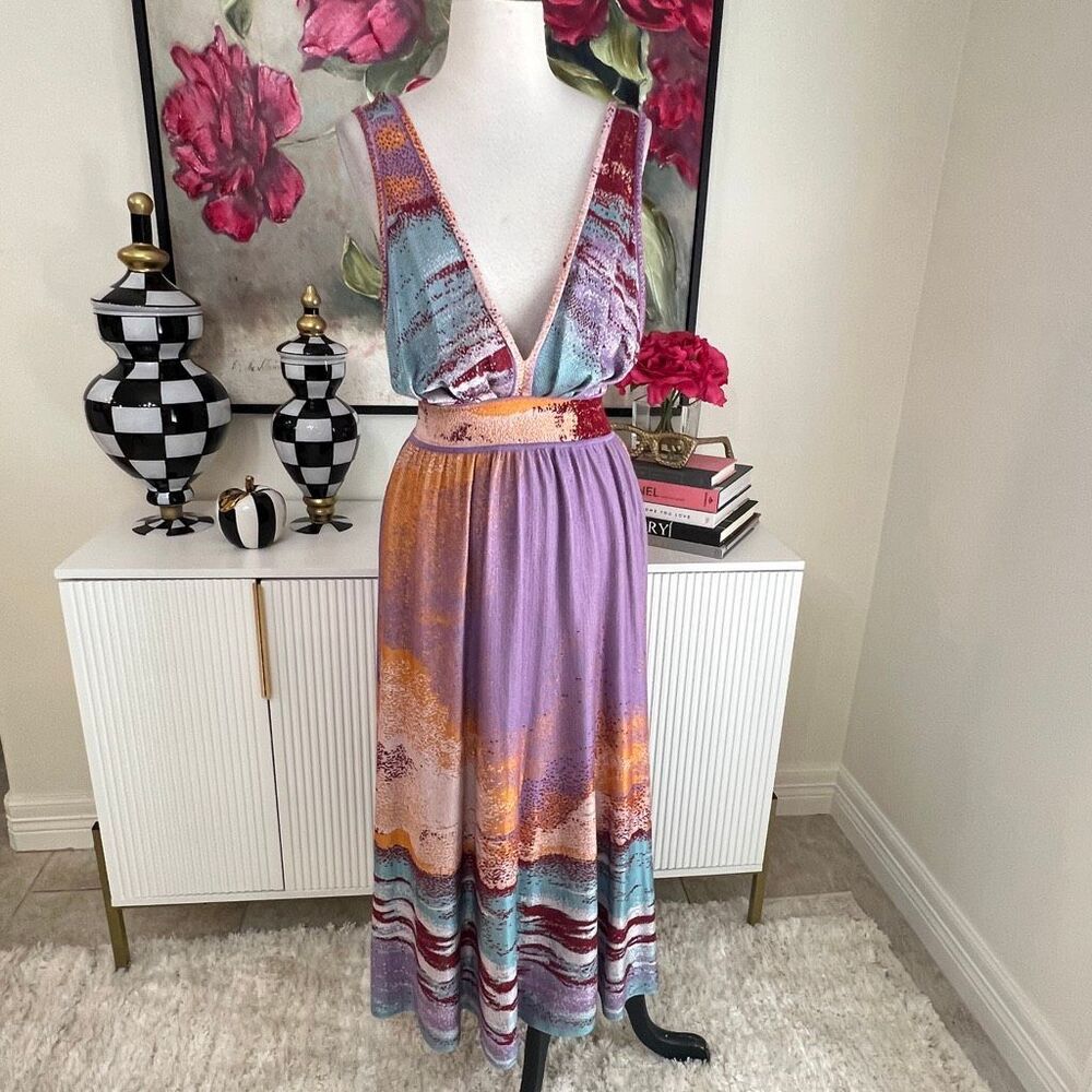 Cecilia Prado Women's Sleeveless Plunging V-Neck Maxi Dress Multicolor Medium